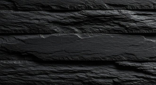 Dark Slate Stone Texture Background with Horizontal Layers.