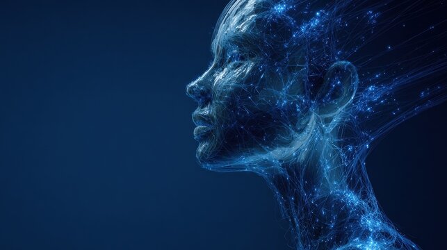artificial intelligence blue glow on a blue background