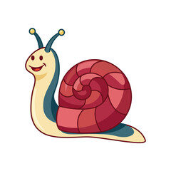 This colorful illustration features a cheerful snail with an expressive face, emphasizing a sense of joy and playfulness, set against a simple, delightful background. © xiao