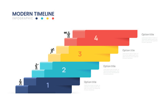 4 Steps Stairs Business Infographic Template for Process Presentation and Strategy Planning Vector Illustration.