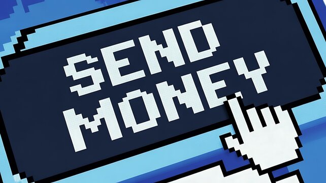 Pixel art send money button with cursor