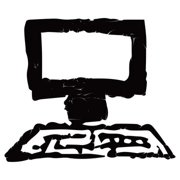 資料請求・パソコンのアイコン 幼稚園HPのためのベクターラインアイコン