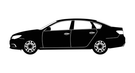 Obraz premium Black Sedan Car Silhouette Side View Icon