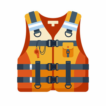 This illustration of a bright life jacket showcases safety features, emphasizing the importance of water safety and protection for those enjoying aquatic adventures in life.