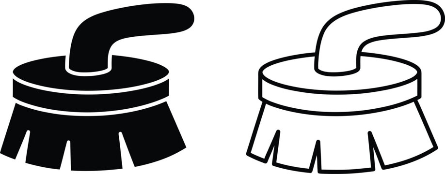 Black and white dustpan and brush Vector