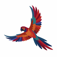 Fototapeta premium This artwork showcases a vibrant parrot in mid-flight, displaying a beautiful array of colors that captivates the viewer, expressing freedom and nature's beauty.