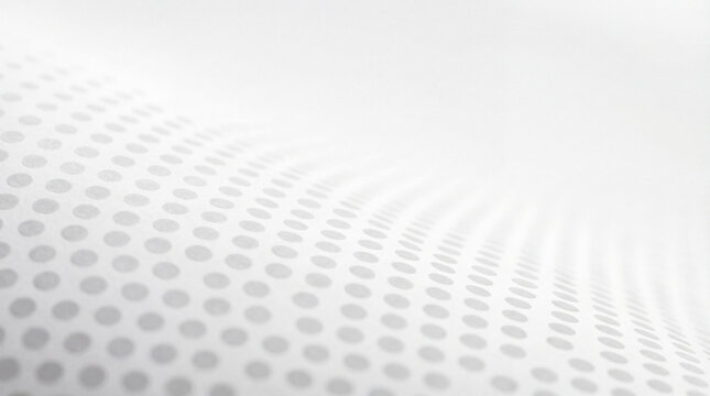 Dynamic abstract photograph showcasing an elegant wave pattern of gray halftone dots on a clean white background.