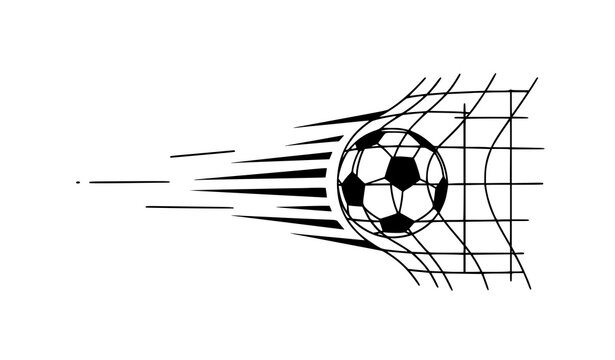 Football soccer goal banner flat style ball in net vector