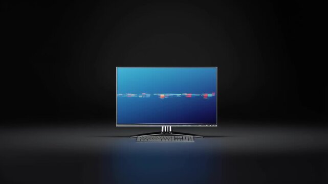 Monitor flat screen modern with vibrant colorful digital display and sleek stand featuring technology, electronics, gadget with device and computer