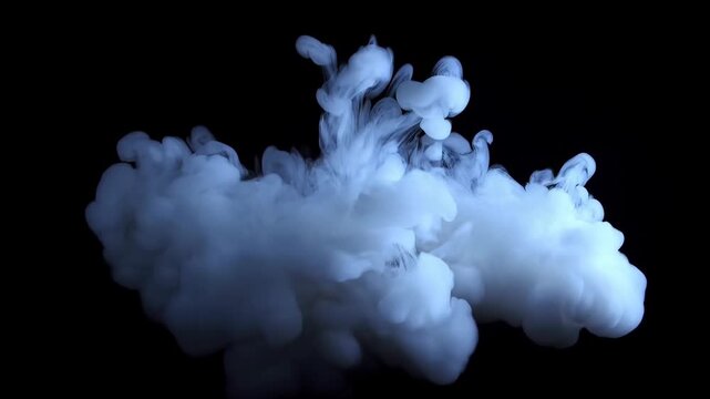 Cloud soft and puffy with white misty texture on black background featuring cloudy, weather, meteorology with atmospheric and digital elements for