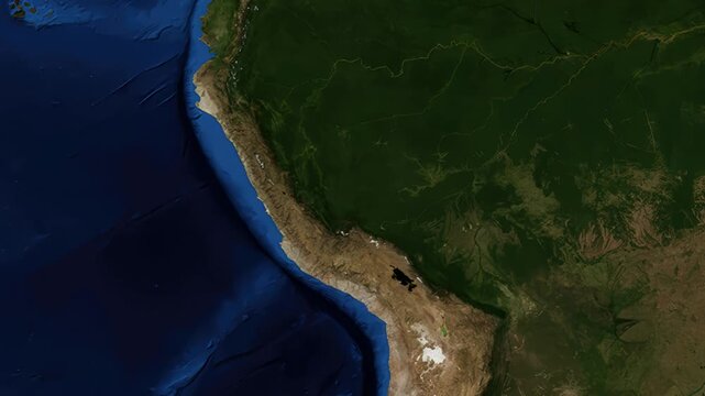 Satellite Map Zoom Animation From World View To Lima Peru