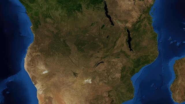 Satellite Zoom Animation From World Map To Lusaka Zambia City Location