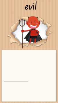 Educational Alphabet Animation for Letter E Representing the Word Evil