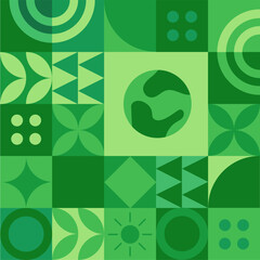 Fototapeta premium World Environment Day Banner. Eco Concept. Green Planet Earth With Text. Vector illustration