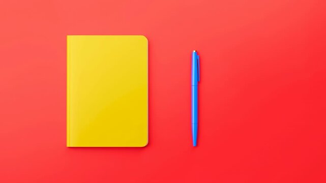 Dynamic Composition Showcasing Colorful Notebooks And Writing Instruments On Vivid Red Background