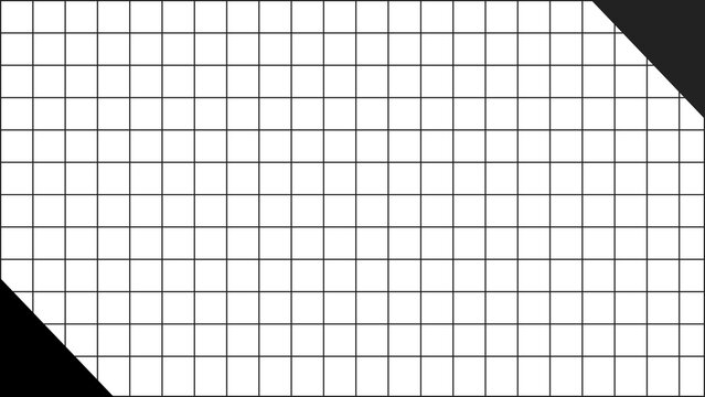 A close-up view of a white graph paper background with a black triangle in the corner