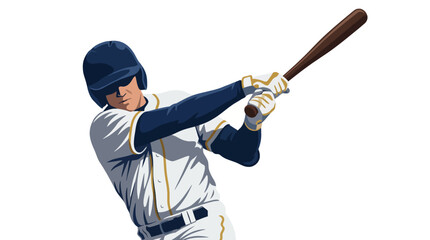 A focused baseball player swings a bat in motion, capturing the essence of sports action, determination, and the excitement of the game. © Haitao