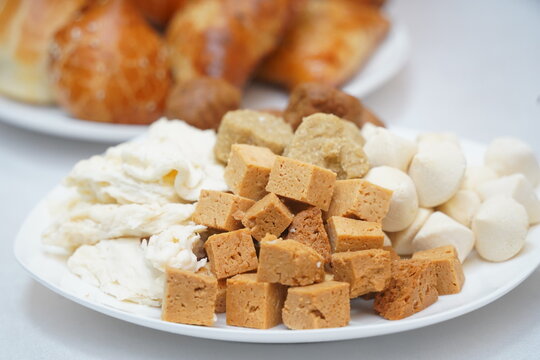 Traditional national holiday sweet treats: zhent, kurt and irimshik. The spring festival is Nauryz.