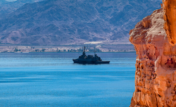 Navy ship is patrolling coastal waters of the Red Sea