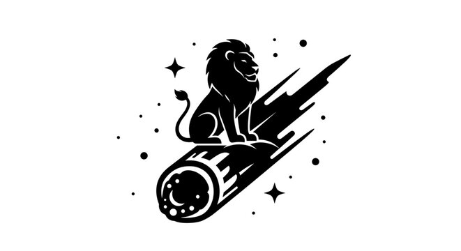 Monkey Riding Rocket Ship Silhouette.