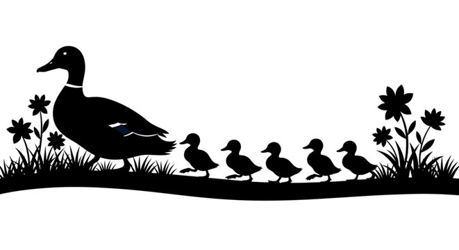 Mother duck with little ducklings 1.