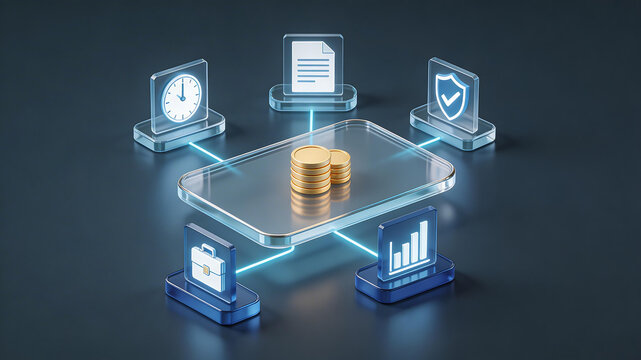 3d isometric law firm billing illustration with legal fees time tracking financial reporting document review and secure revenue management on a digital platform