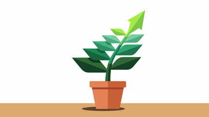 A vibrant green plant in a terracotta pot stands proudly, symbolizing growth, renewal, and the calm presence of nature within an indoor space, enhancing well-being. © Jiang