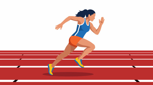 A determined female athlete sprinting on a running track, showcasing strength and speed. The image symbolizes perseverance and dedication in sports and fitness.