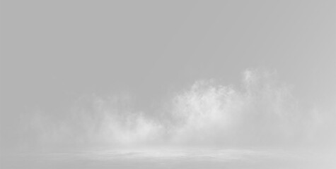 Dense white smoke and fog spreading across the floor on background, overlay png © Alehandro