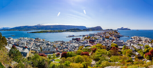 Aerial view of Ålesund, Norway, from Mount Aksla. © Elkspera