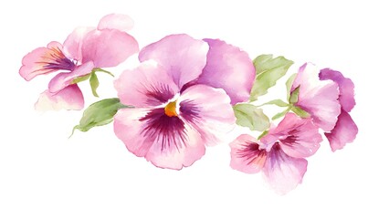 Obraz premium springtime clipart, watercolor, pink pansies