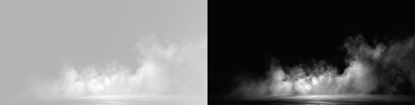 fog and smoke clouds spreading on the ground transparent background