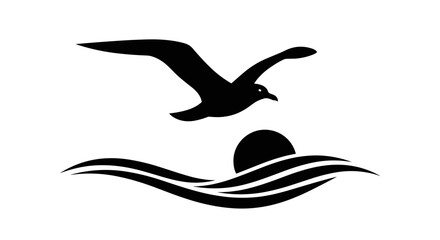 Naklejka premium Seagull flying over ocean waves 2.