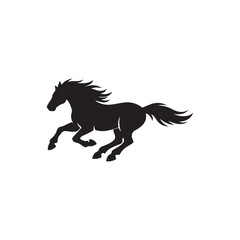 Obraz premium Running Horse Silhouette – Powerful Galloping Animal Vector Illustration