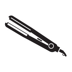 Professional Hair Straightener Flat Iron Silhouette Isolated on White Background &ndash; Salon Styling Tool, Beauty Equipment Concept