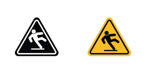 Obraz premium Slip Warning signs in line art style on white background for graphic and web design.