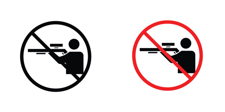 Stop hunting signs in line art style on white background for graphic and web design.