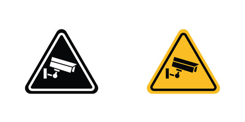 Obraz premium Video surveillance signs in line art style on white background for graphic and web design.