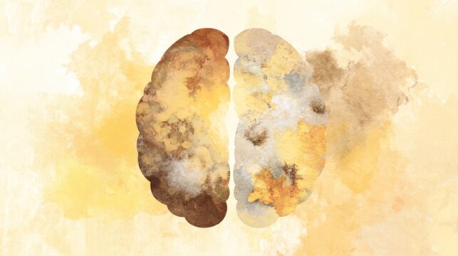 An artistic illustration of brain hemispheres representing the balance of logic and emotion. STEM education sheets, lab safety posters, designed for biotech research communications.
