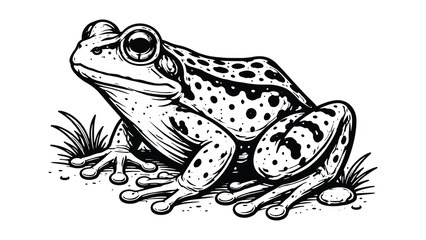 Naklejka premium Frog Illustration – Hand Drawn Detailed Amphibian Wildlife Art