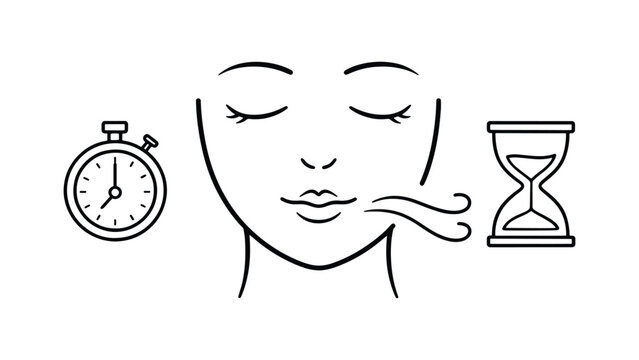 Breathing Exercise with Timer &ndash; Minimal Line Art Relaxation and Mindfulness Illustration