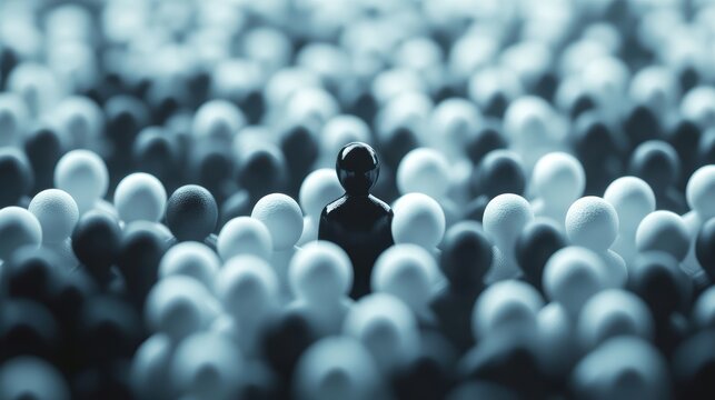 Colorful silhouette pf person standing in monochrome crowd of different people,surreal unique and different concept,loneliness in society,shadow,freedom,Love,be yourself,Stand out from the crowd.