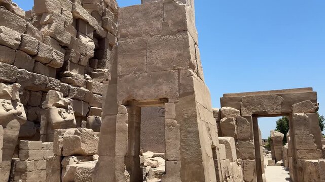 Luxor, Egypt -MARCH 10, 2026: Ancient egyptian obelisk with hieroglyphs at karnak temple