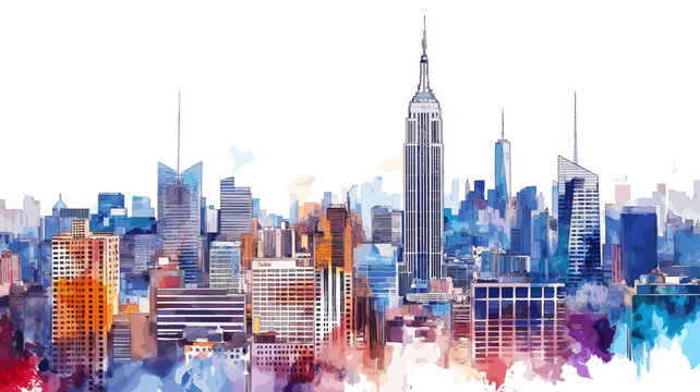 Empire State Building. Empire State Building hand drawn watercolor illustration