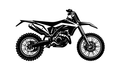 Naklejka premium Off road dirt bike silhouette side view motocross motorcycle rugged terrain vector