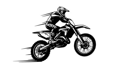 Motocross dirt bike jumping silhouette extreme off road racing action vector illustration © HoriProshad