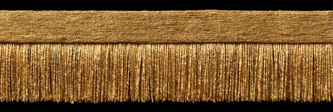 A gold fringe is shown on a black background