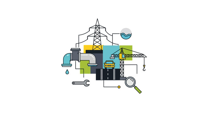 Modern Infrastructure Development: Energy, Water, Transport, and Construction Elements