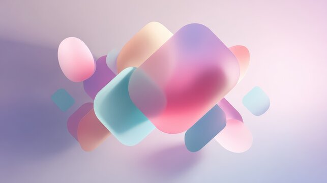 Abstract composition of smooth shapes in pastel tones showcasing creativity and modern design, perfect for backgrounds or artistic projects in digital media