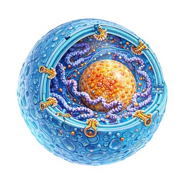 3D Illustration of Animal Cell Nucleus Anatomy with Nucleolus and Chromatin Structure